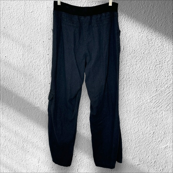 Soft Surroundings Pull On Size Medium Black Linen Rayon Blend Straight Leg Pants - Picture 2 of 10